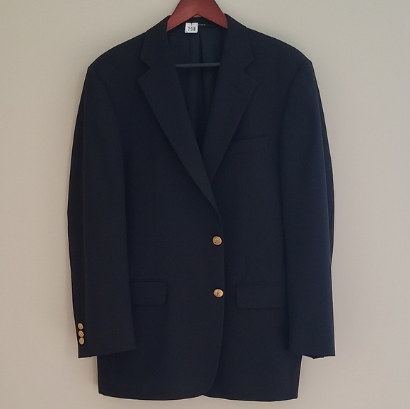 Bobby Jones Other - Bobby Jones Black Golf Sport Coat 100% Wool Blazer 40S Gold Buttons Made In USA